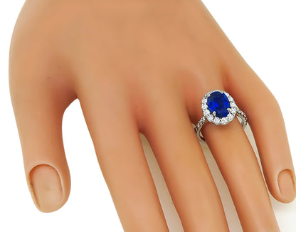 Estate 3.06ct Sapphire 0.90ct Diamond Engagement Ring