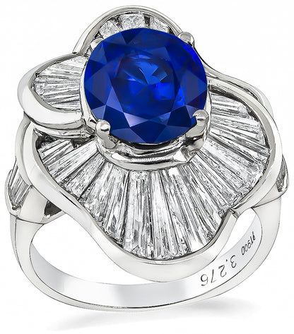 Estate 3.27ct Sapphire 3.05ct Diamond Ring