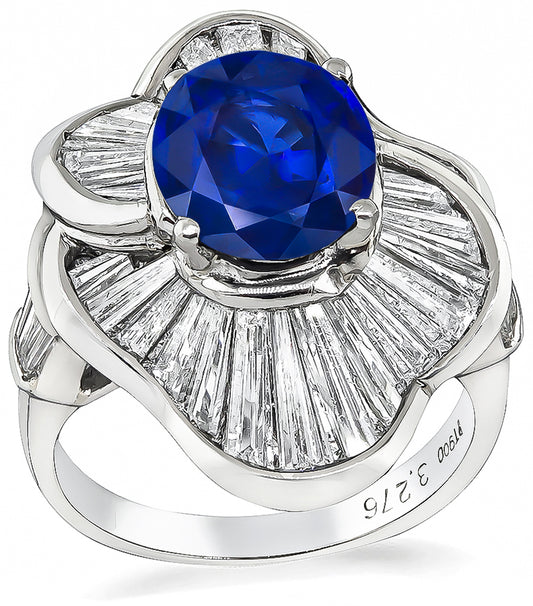 Estate 3.27ct Sapphire 3.05ct Diamond Ring