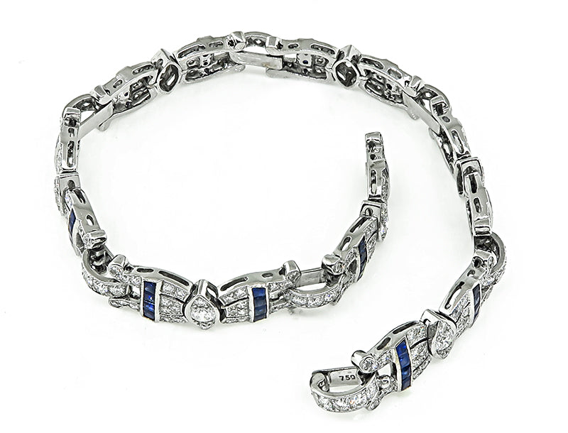 Estate 3.67ct Diamond Sapphire Bracelet