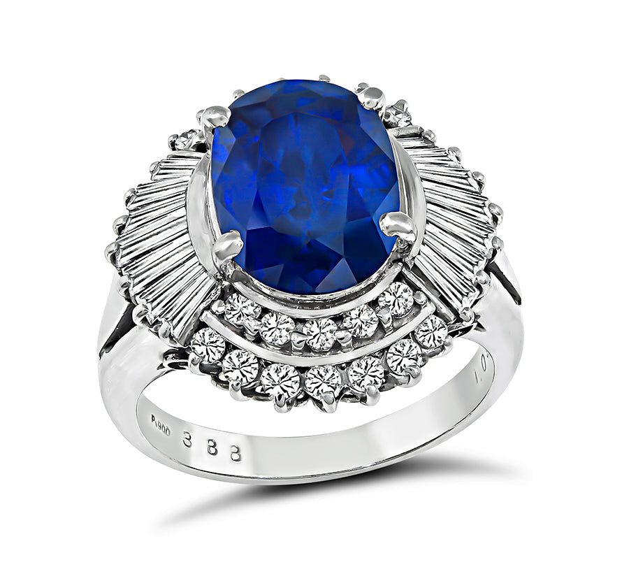 Estate 3.88ct Sapphire 1.09ct Diamond Ring