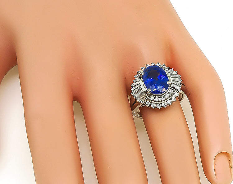 Estate 3.88ct Sapphire 1.09ct Diamond Ring