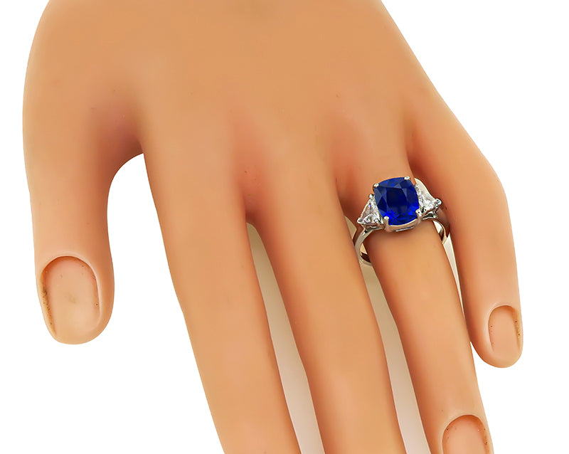 Estate 3.98ct Sapphire 0.80ct Diamond Engagement Ring