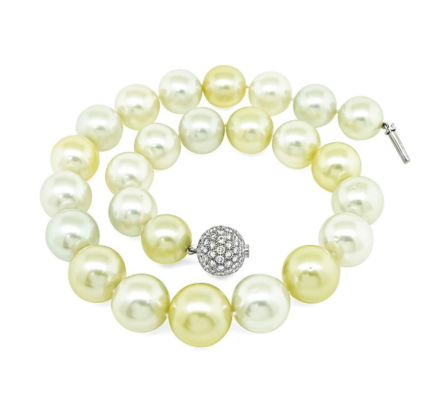 Estate 3.00ct Diamond South Sea Pearl Necklace