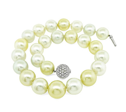 Estate 3.00ct Diamond South Sea Pearl Necklace