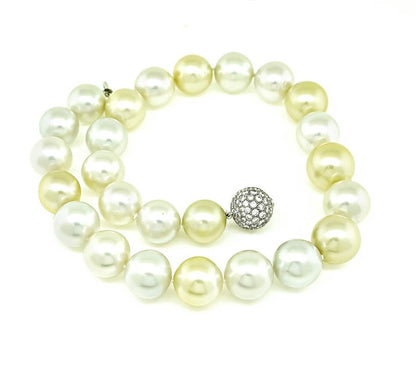 Estate 3.00ct Diamond South Sea Pearl Necklace