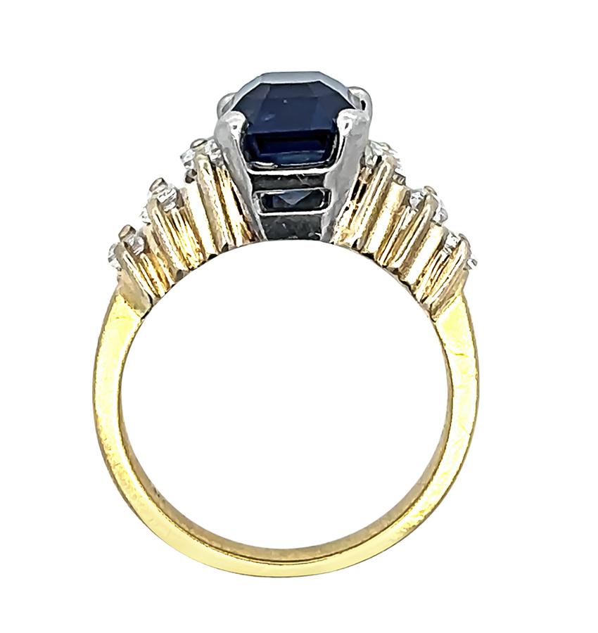 Estate 3.50ct Sapphire 0.50ct Diamond Gold Engagement Ring