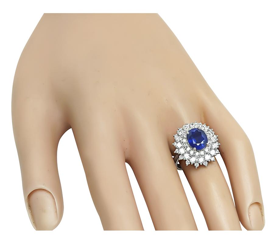 Estate 3.06ct Sapphire 2.01ct Diamond Ring