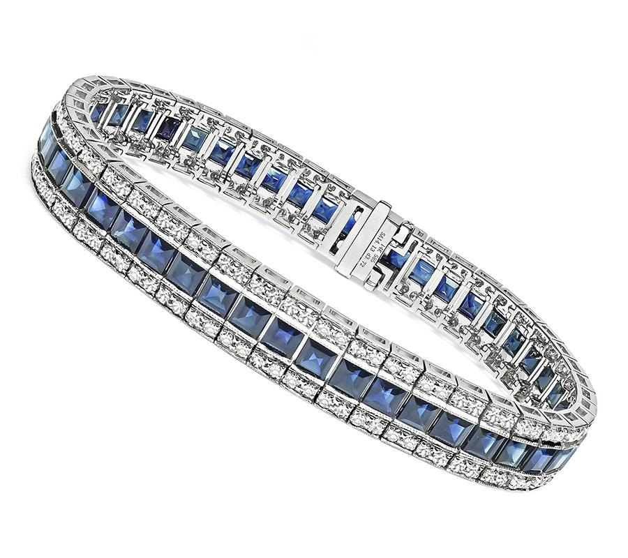 Estate 14.13ct Sapphire 3.72ct Diamond Bracelet