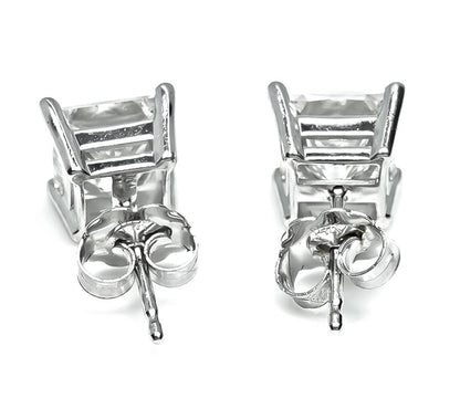 Estate 3.01ct Princess Cut Diamond Stud Earrings