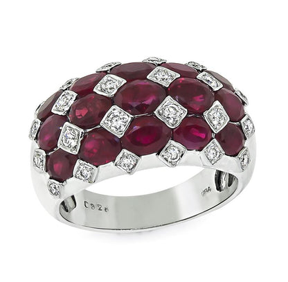 Estate 3.28ct Ruby Diamond 18k White Gold Ring