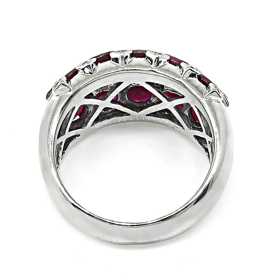 Estate 3.28ct Ruby Diamond 18k White Gold Ring
