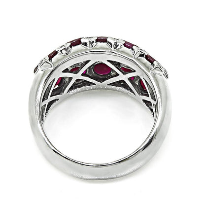 Estate 3.28ct Ruby Diamond 18k White Gold Ring