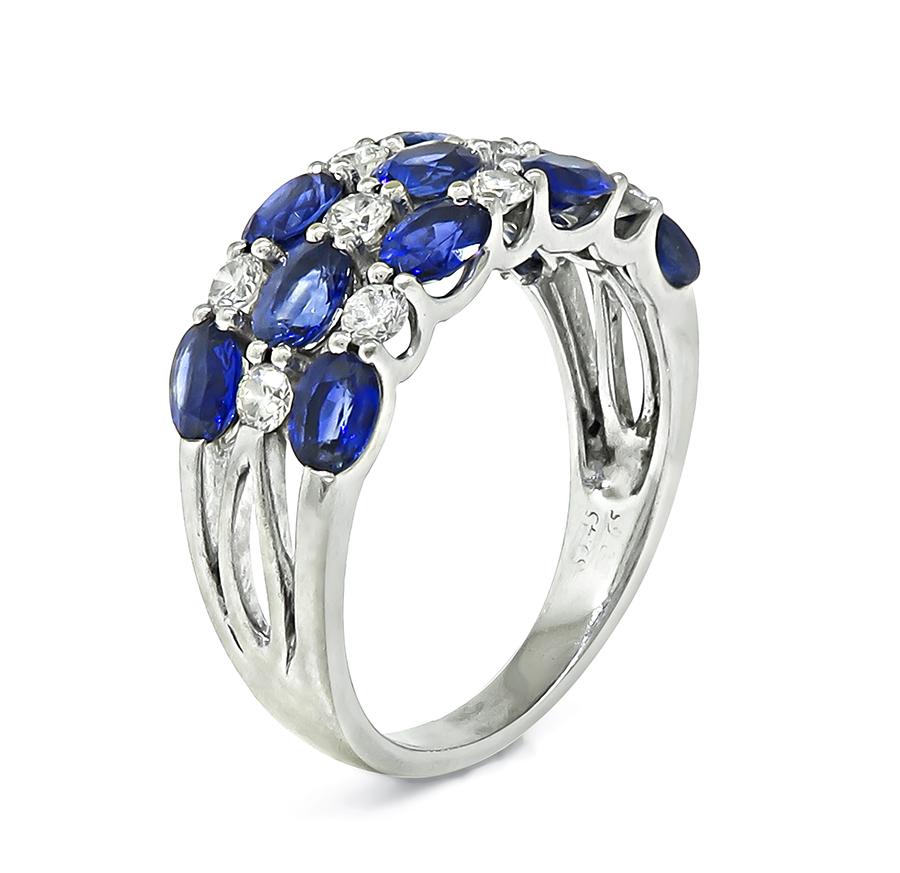 Estate 3.45ct Sapphire 0.65ct Diamond 14k White Gold Ring