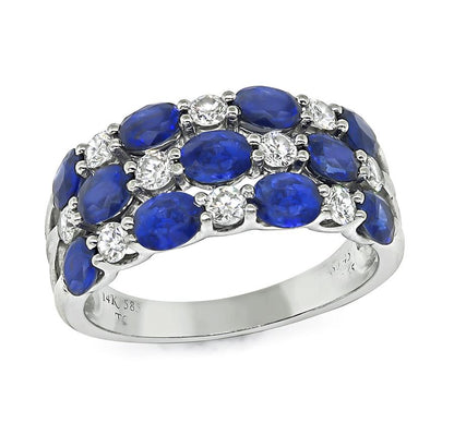Estate 3.45ct Sapphire 0.65ct Diamond 14k White Gold Ring