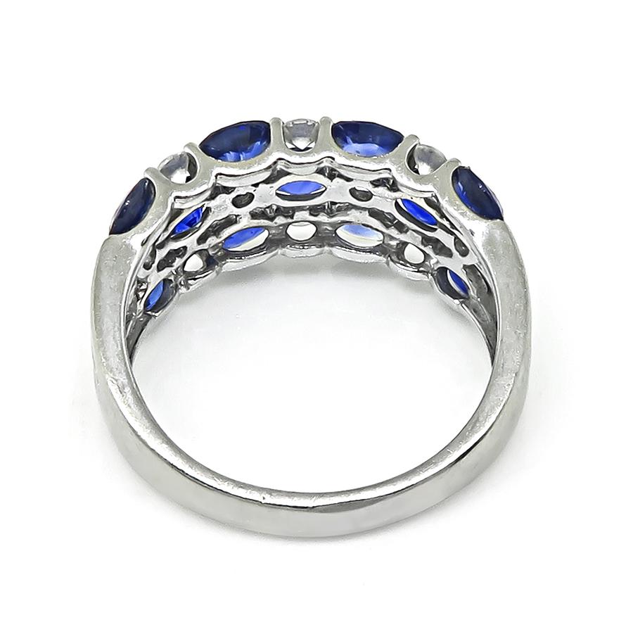 Estate 3.45ct Sapphire 0.65ct Diamond 14k White Gold Ring