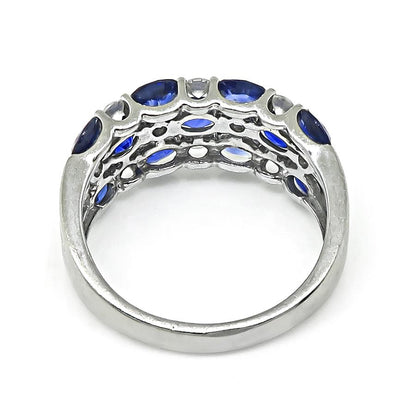 Estate 3.45ct Sapphire 0.65ct Diamond 14k White Gold Ring