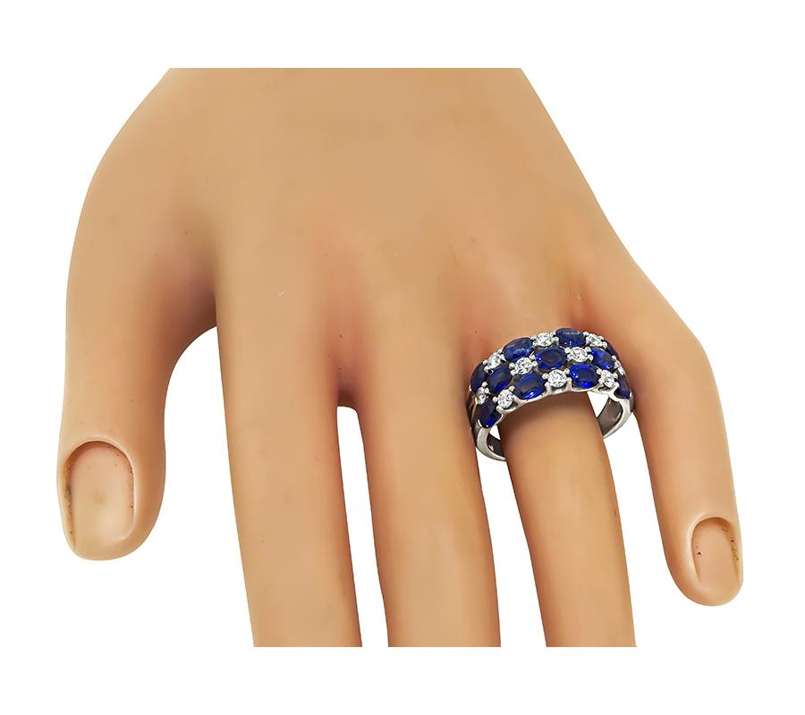 Estate 3.45ct Sapphire 0.65ct Diamond 14k White Gold Ring