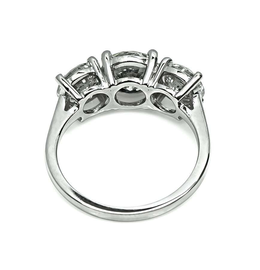 Estate 3.56cttw Diamond Platinum Three Stone  Anniversary Ring