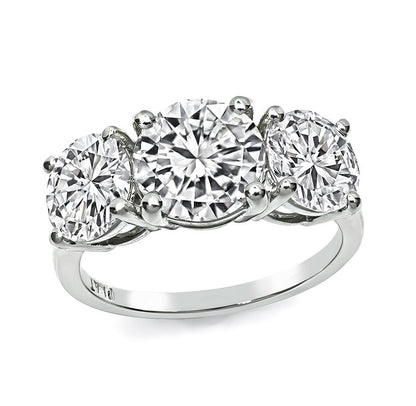 Estate 3.56cttw Diamond Platinum Three Stone  Anniversary Ring
