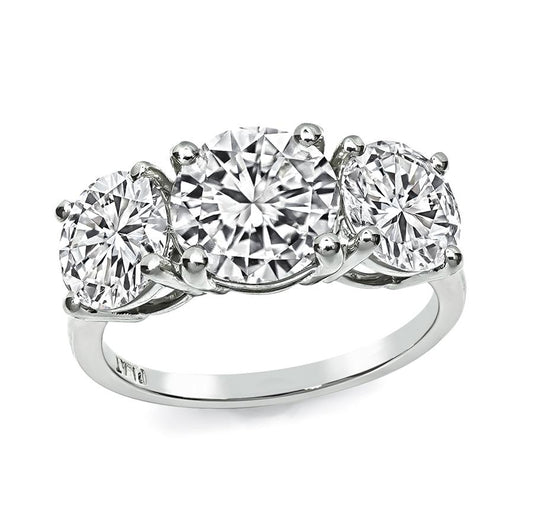Estate 3.56cttw Diamond Platinum Three Stone  Anniversary Ring