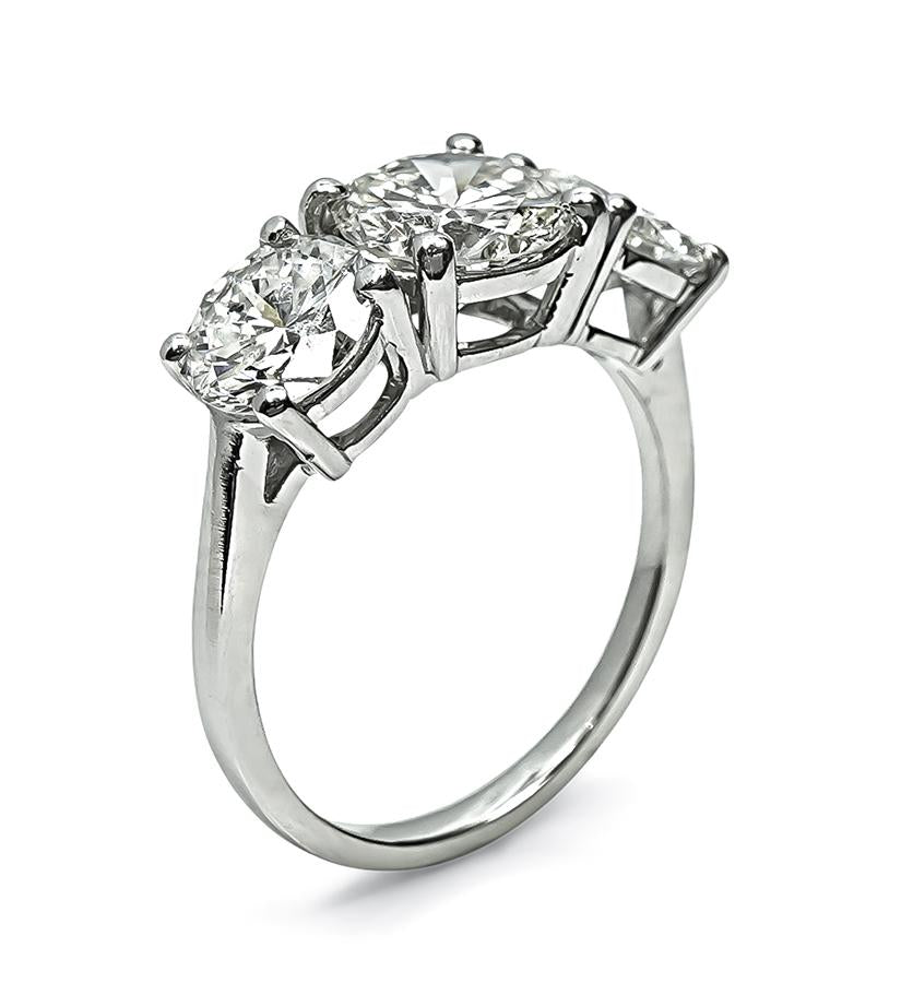 Estate 3.56cttw Diamond Platinum Three Stone  Anniversary Ring