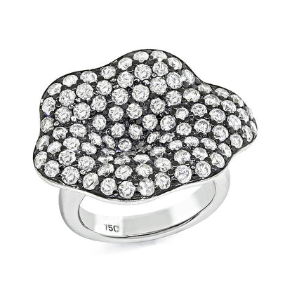 Estate 3.50ct Diamond 18k White Gold Flower Ring