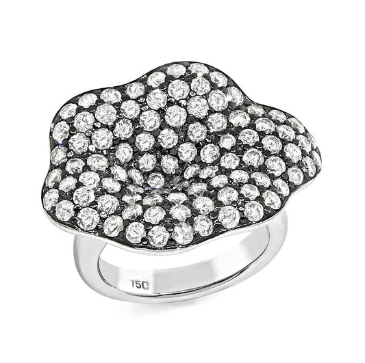 Estate 3.50ct Diamond 18k White Gold Flower Ring