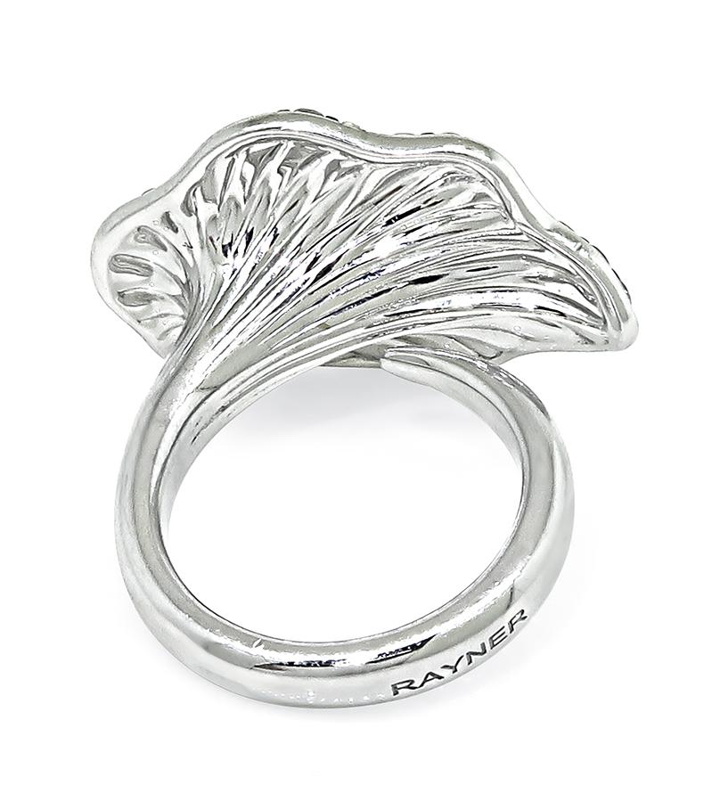 Estate 3.50ct Diamond 18k White Gold Flower Ring