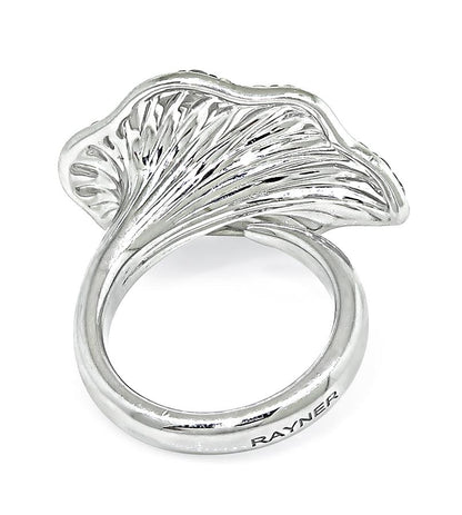 Estate 3.50ct Diamond 18k White Gold Flower Ring