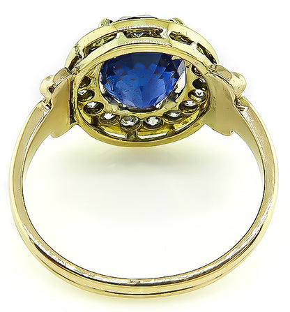 Estate 4.01ct Sapphire Diamond Ring