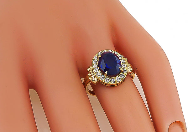 Estate 4.01ct Sapphire Diamond Ring