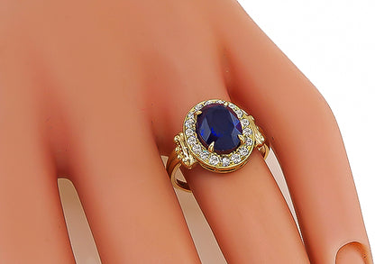 Estate 4.01ct Sapphire Diamond Ring