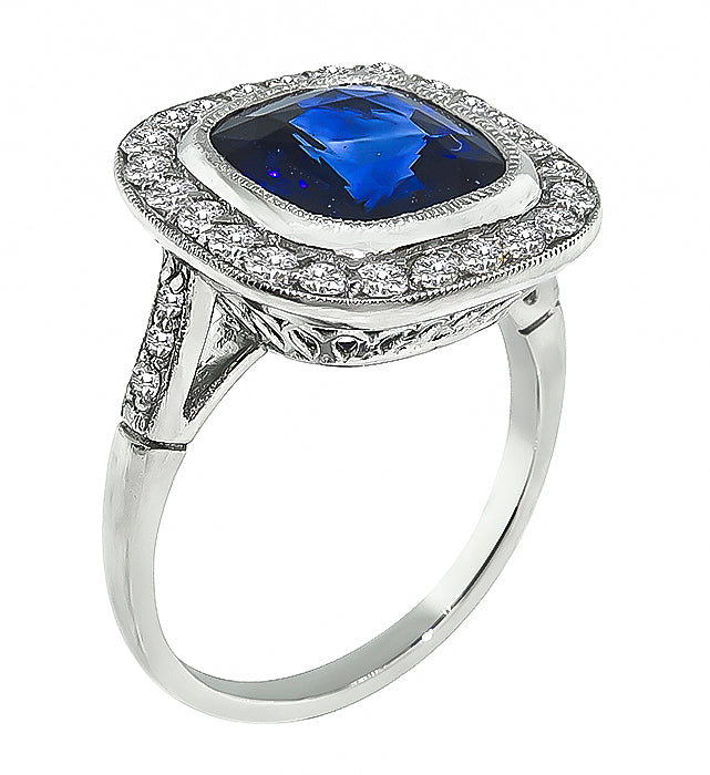 Estate 4.20ct Ceylon Sapphire 0.70ct Diamond Engagement Ring