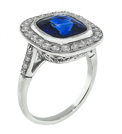 Estate 4.20ct Ceylon Sapphire 0.70ct Diamond Engagement Ring
