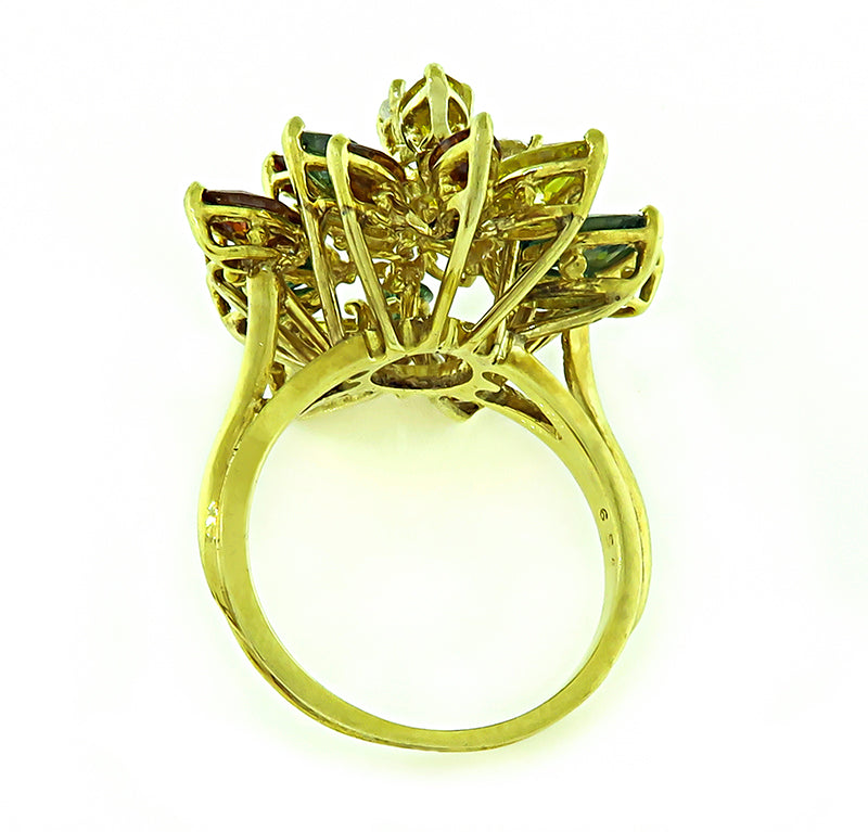 Estate 4.50ct Fancy Color and White Diamond Gold Ring