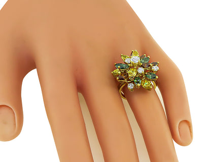 Estate 4.50ct Fancy Color and White Diamond Gold Ring