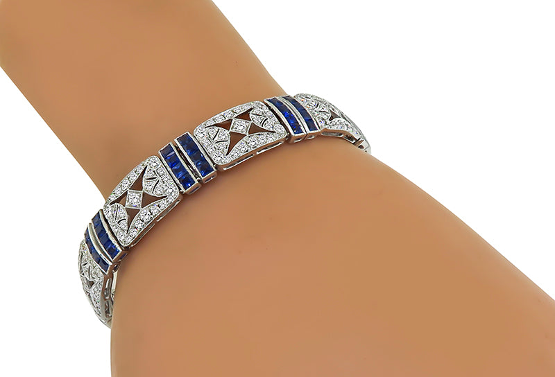 Estate 4.59ct Diamond 7.51ct Sapphire Bracelet
