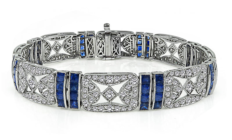 Estate 4.59ct Diamond 7.51ct Sapphire Bracelet