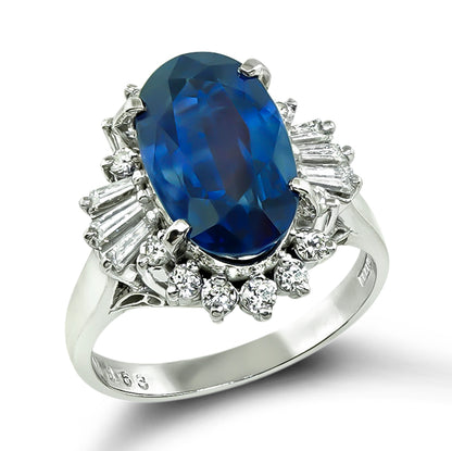 Estate 4.75ct Sapphire Diamond Ring