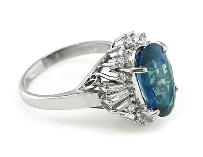 Estate 4.75ct Sapphire Diamond Ring