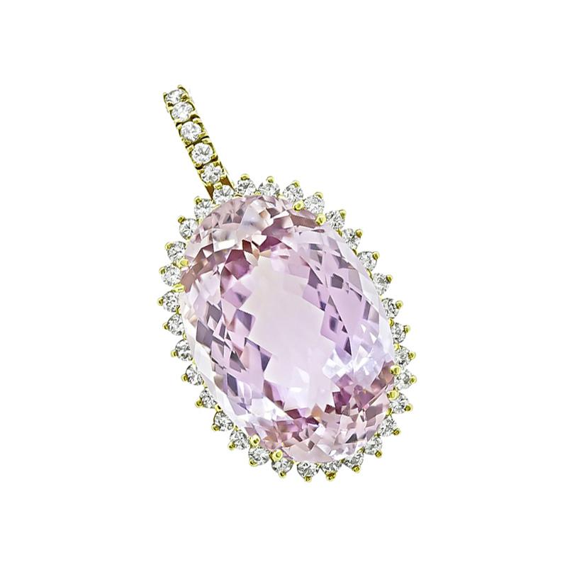 Estate 45.00ct Kunzite 2.00ct Diamond Pendant