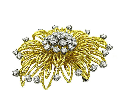 Estate 4.50ct Diamond Gold and Platinum Pin