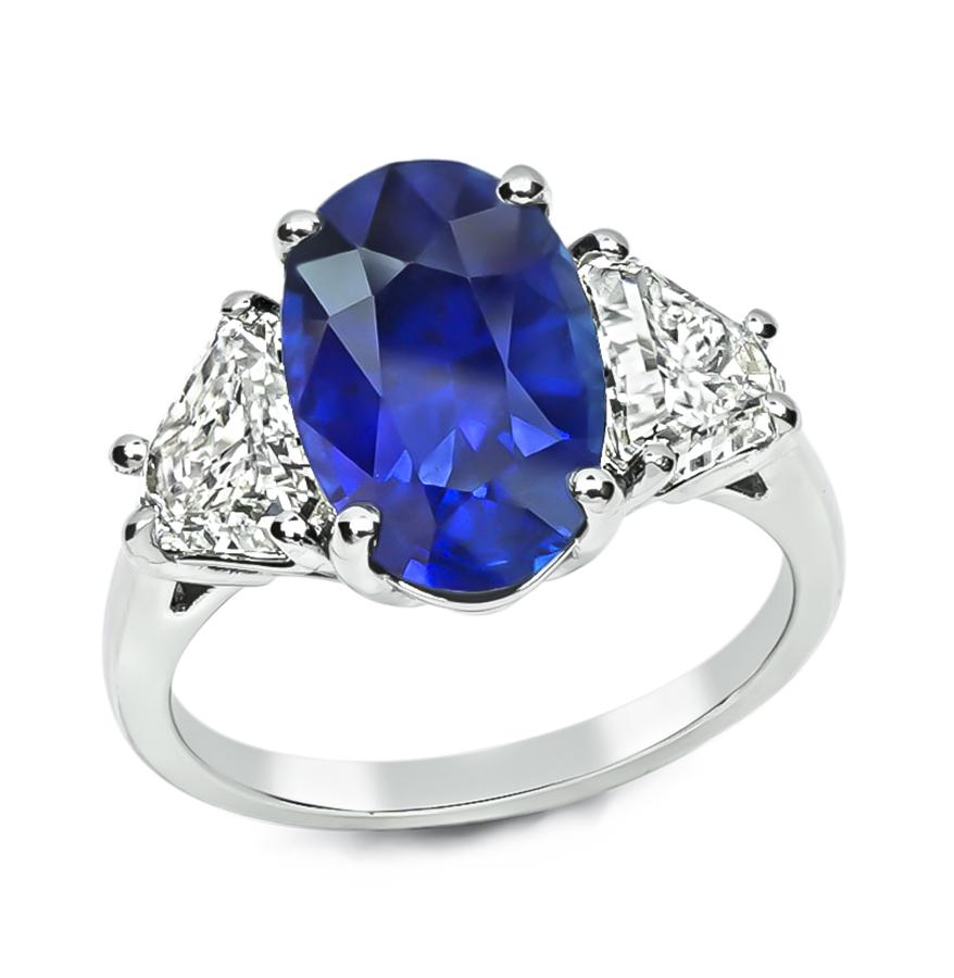 Estate 4.90ct Sapphire 1.61ct Diamond Engagement Ring