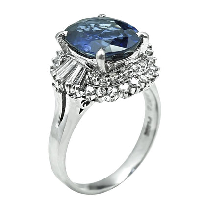 Estate 4.36ct Sapphire 0.78ct Diamond Engagement Ring
