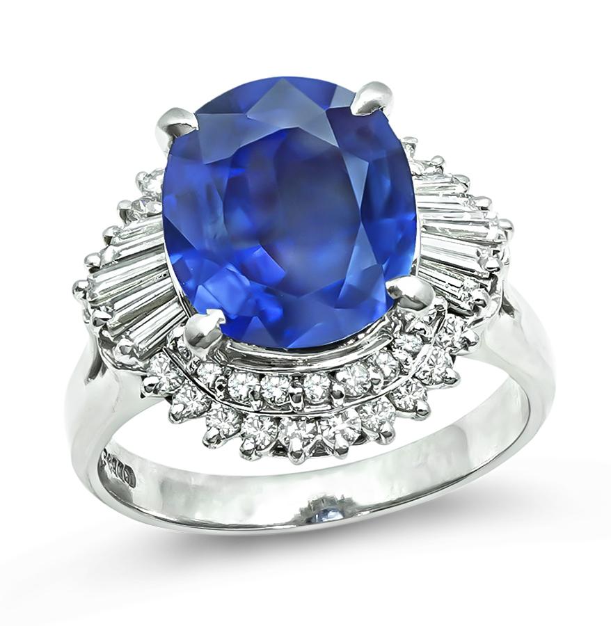 Estate 4.36ct Sapphire 0.78ct Diamond Engagement Ring