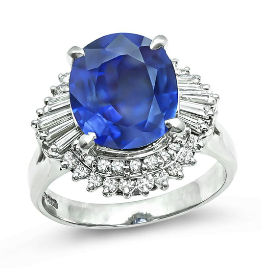 Estate 4.36ct Sapphire 0.78ct Diamond Engagement Ring