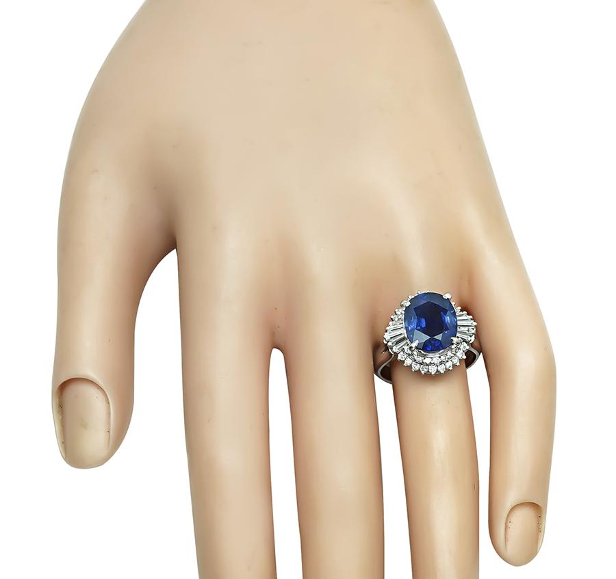 Estate 4.36ct Sapphire 0.78ct Diamond Engagement Ring