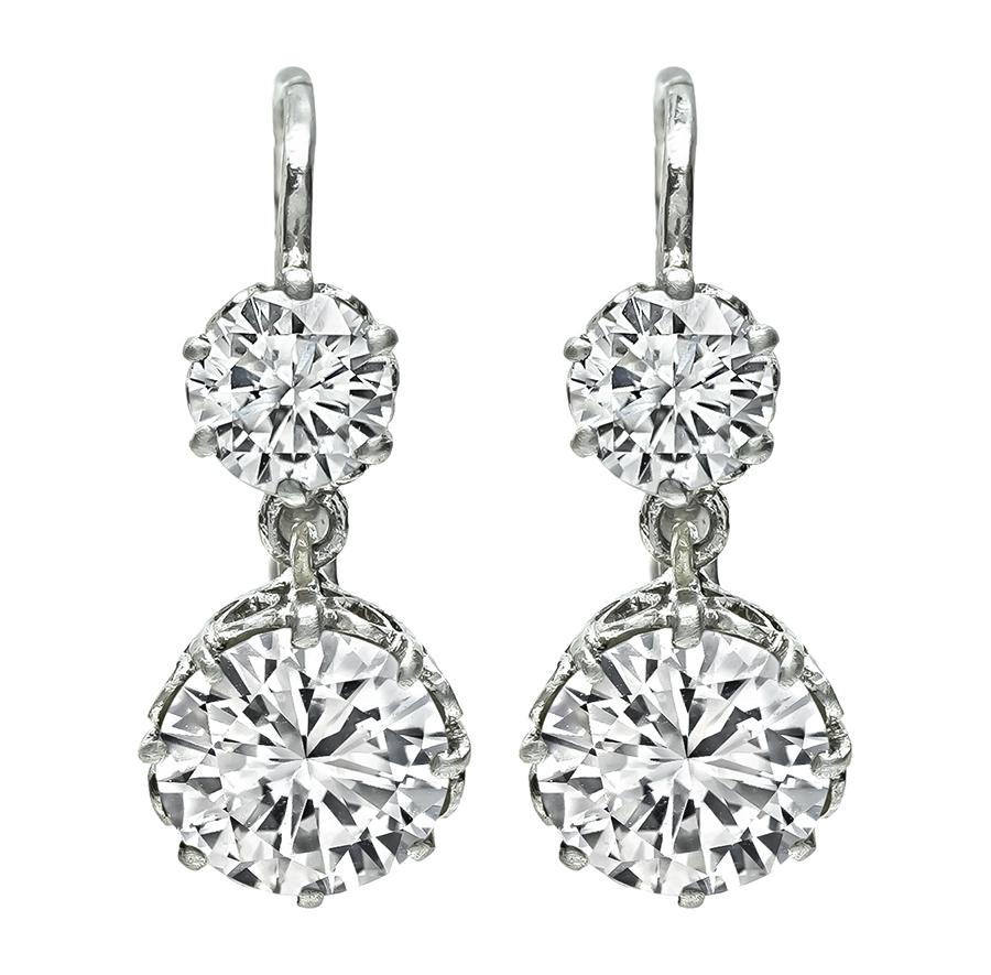 Estate 4.44cttw Diamond Dangling Earrings