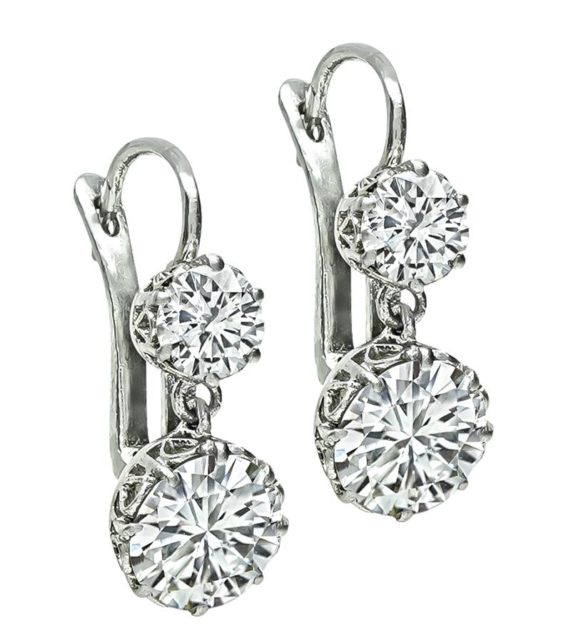 Estate 4.44cttw Diamond Dangling Earrings